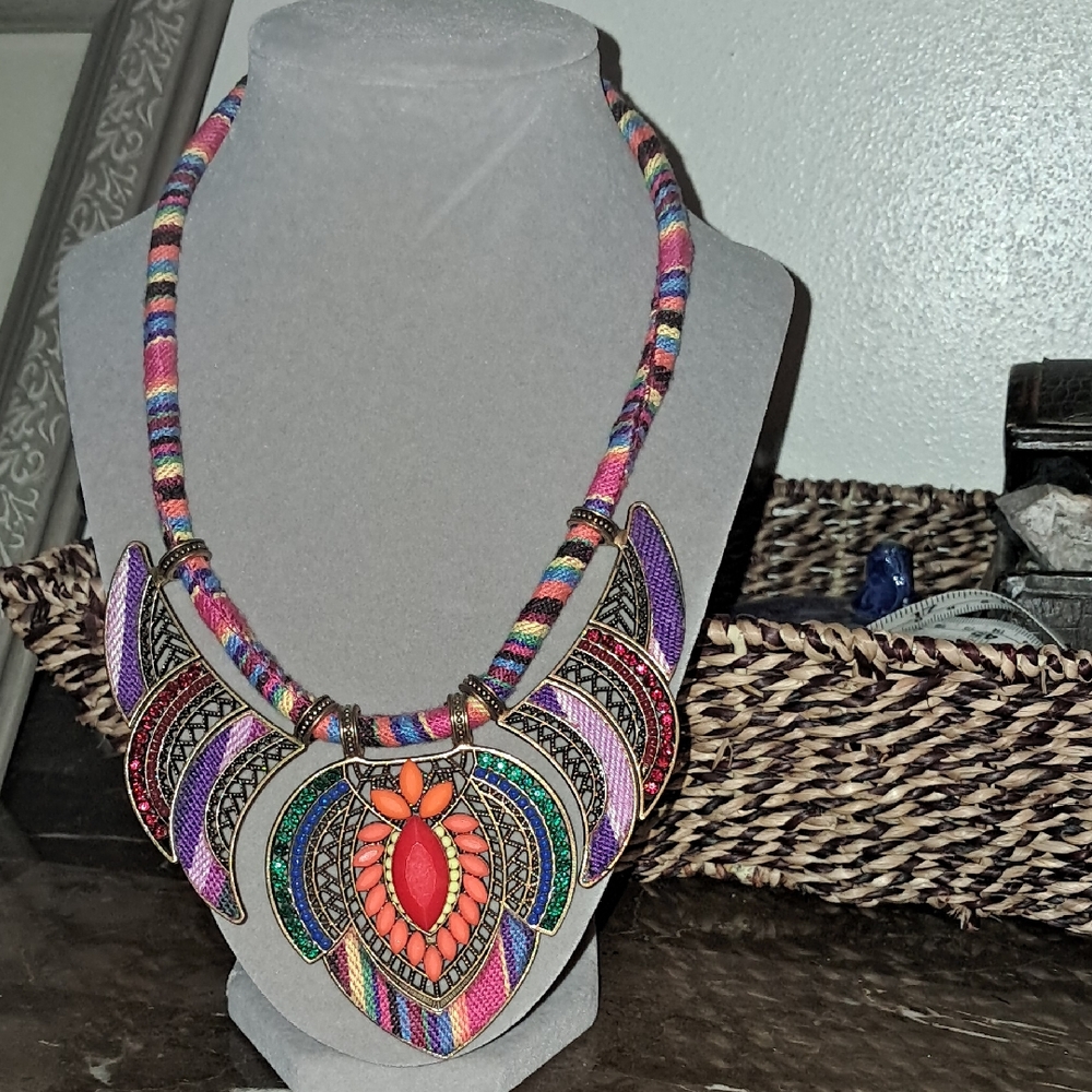 Colorful Beaded Statement Necklace